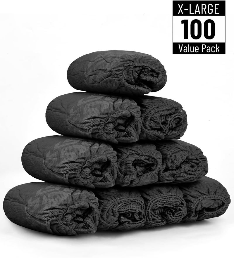 Buself X-Large 100 Count Shoe Covers Disposable Non-Slip, Premium Cloth Boot Covers, Slip-resistant, Durable, Breathable, Non-toxic, Recyclable, Stretchable Fits Up to Size 13 US Men - Black - Image 2